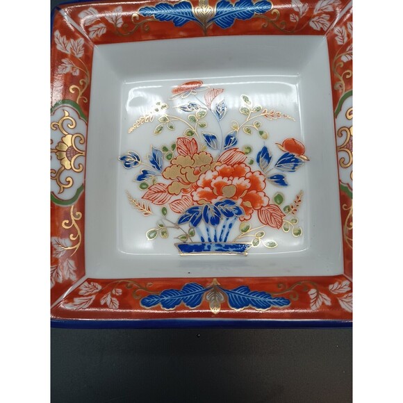 Takahashi Japan Imari Style 5" Square Dish Bowl Floral Gold Accents - Picture 2 of 5